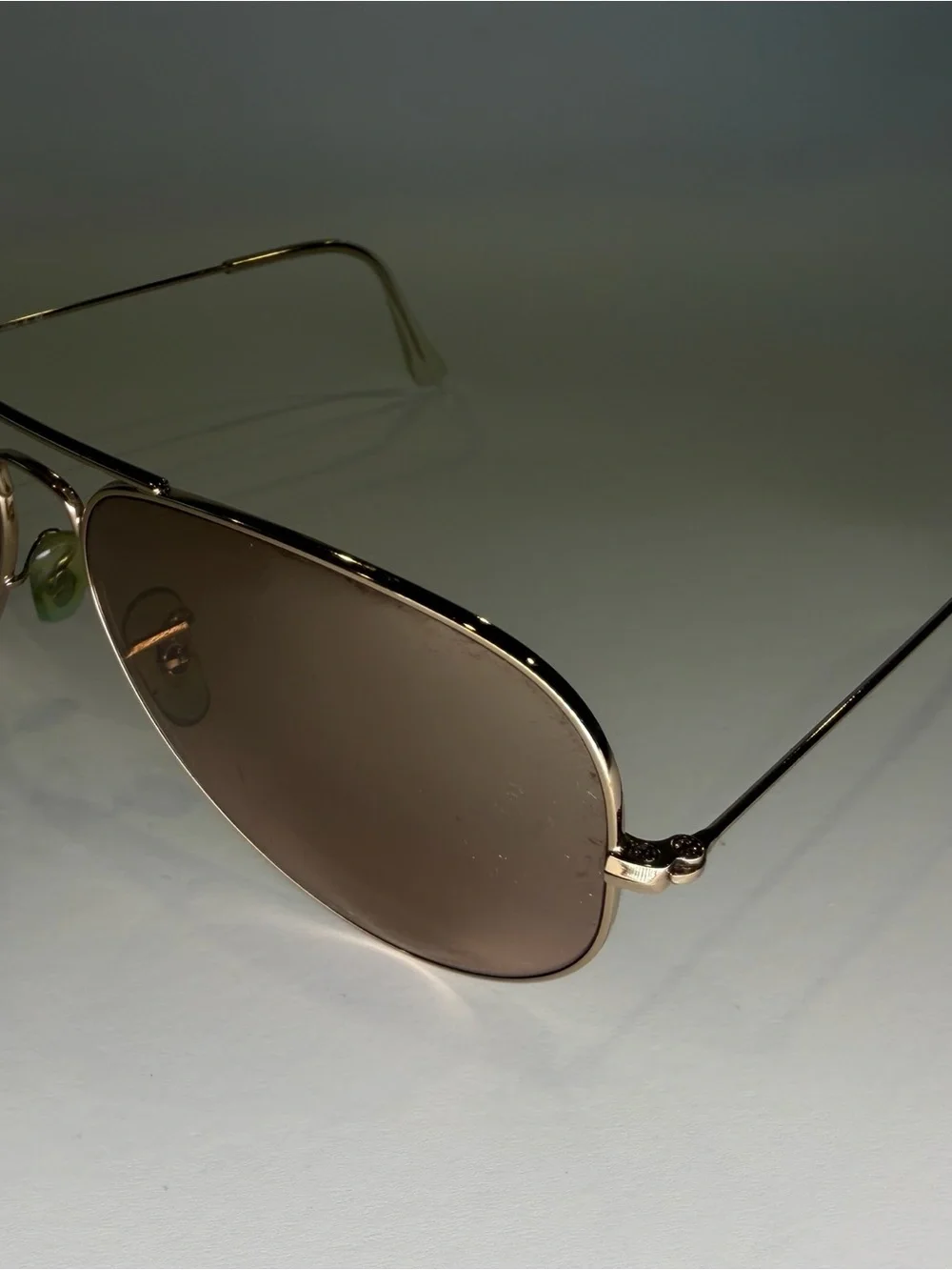 Ray-Ban Men's Gold Aviator Sunglasses with Brown Lenses